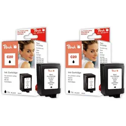 Peach Doppelpack Druckköpfe schwarz kompatibel zu Canon, Apple BC-20BK, 0895A002