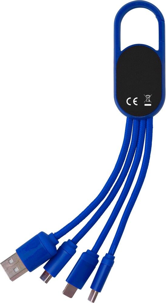 Câble de charge 4-en-1 personnalisé, avec boucle Idris bleu