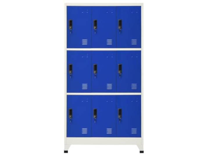 MNCVXAXG Schrank mit Schloss Grau und Blau 90 x 45 x 180 cm Stahl 9 Türen 9 Fächer mit Schlüsseln, Lüftungsschlitzen, Namensschildhalter, robuster Stahl, für Schulen und Büros