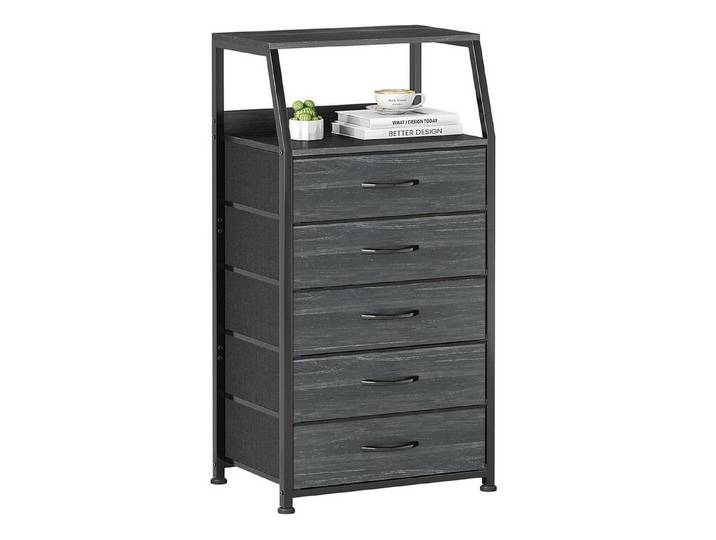 LuxusKollektion Kommode Kommode Stoffschubladen Holz 5 Schubladen DunkelblauSchwarz (1 St)