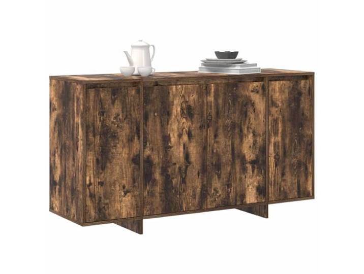 KTHLBRH Anrichte Eiche Rauchgrau 135 x 41 x 75 cm Holz mehrschichtig 4 Scharniertüren, Regalbretter, minimalistisches Design, 140 kg Kapazität