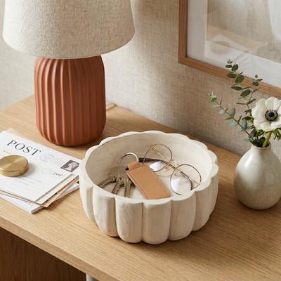 "Sagebrook Home Carved Elemental Bowl, 9"" Wood - Perfect for Interiors, Exquisite Centerpiece Bowl - 9"" x 9"" x 4"""