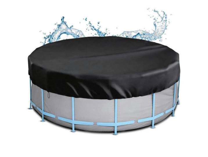 Poolabdeckung rund 370 cm wasserdicht UV-beständig, Schwarz, 370x370 cm, Freizeit & Co, Pools & Wasserspaß, Poolzubehör, Poolabdeckung
