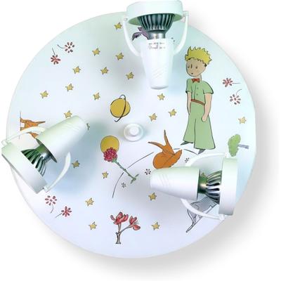 NIERMANN Deckenleuchte "Kinderlampe mit Motiv "Der kleine Prinz", Strahler für Kinderzimmer", weiß (weiß, bunt), 3, Ø 35cm H: 15cm, 1 Stk., Leuchten, 3 schwenk- und drehbare Strahler, Made in Germany, Deckenleuchte