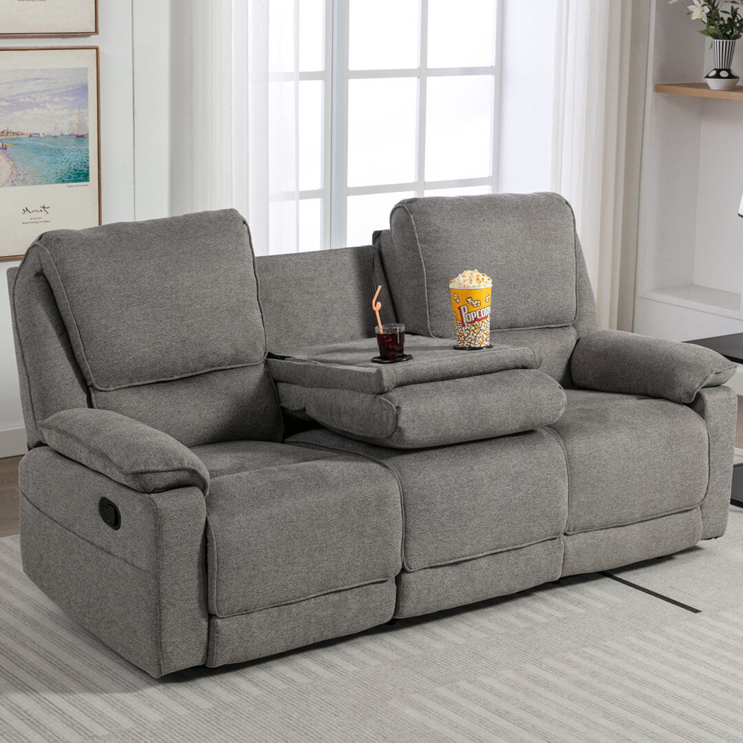 Latitude Run Sydney Latch Recliner 3 Seater Sofa Grey 104cm H X 210cm W X 92.5cm D