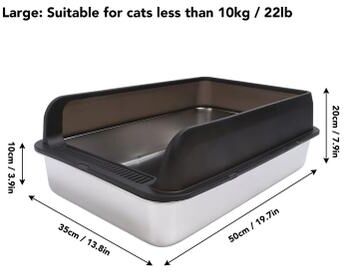 Uplift Treasures Large Stainless Steel Cat Litter Box With Lid black L