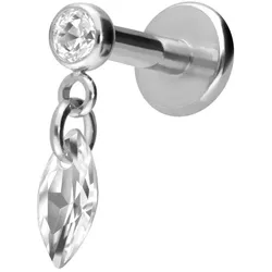 Titan Labret mit Innengewinde KRISTALLOVAL