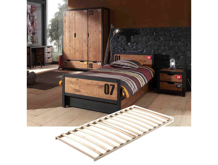 TCHAD - Chambre 90x200cm avec Sommier + Armoire 3 Portes