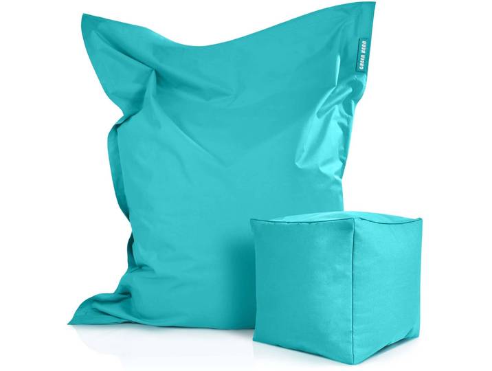 Square Riesensitzsack mit Sitzhocker - Türkis