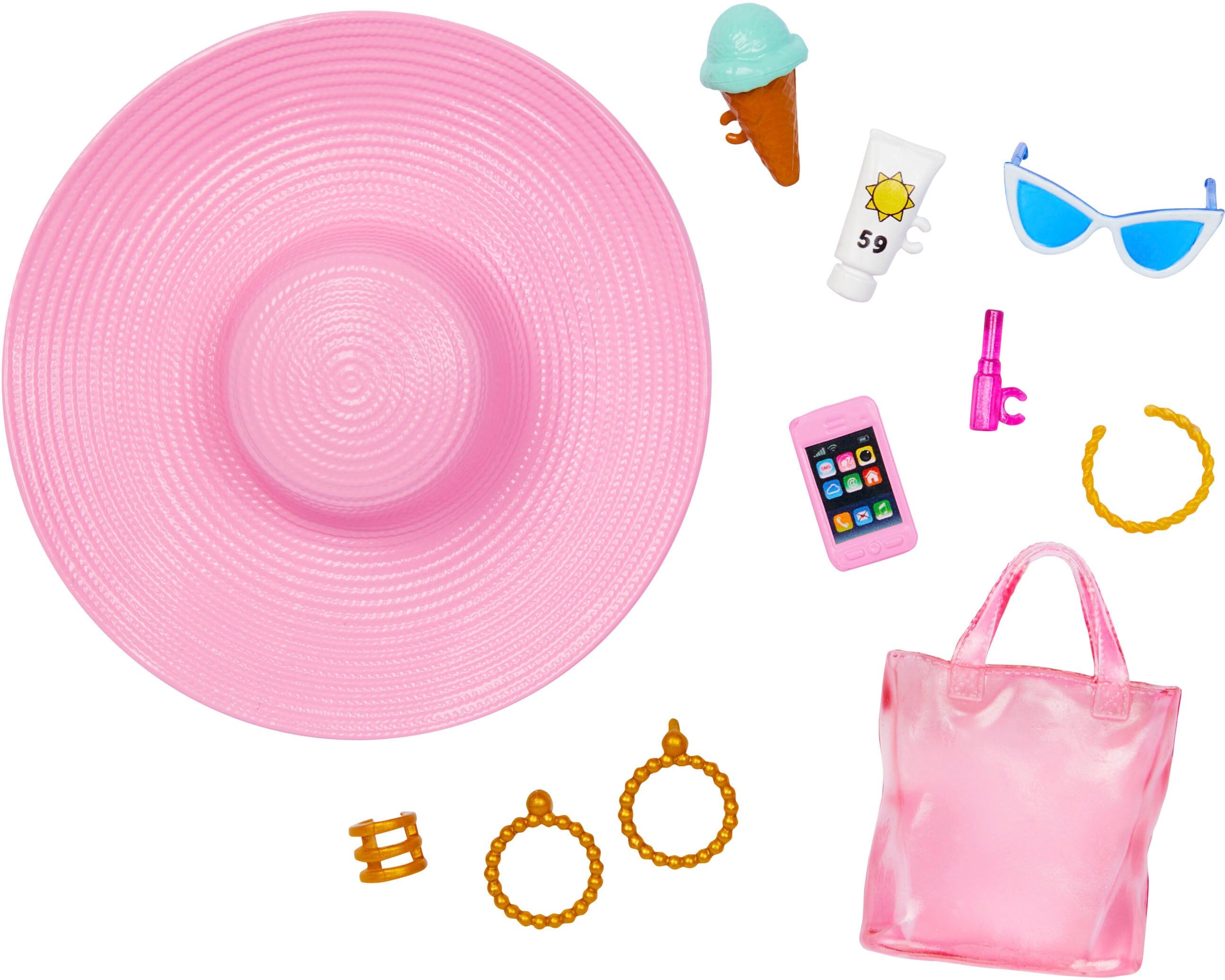 Anziehpuppe BARBIE "Blonde mit Badeanzug und Strand-Accessoires", bunt, Puppen, Kinder, Kunststoff, Anziehpuppe