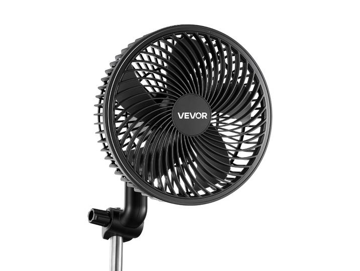 Vevor Ventilateur De Culture A Pince\, Ventilateur Oscillant Pour Tente De Culture\, Usb-c\, 9 Vitesses Et Mode Cyclique\, Oscillation 45° Et 90°\, Pour Circulation De Lair\, Boitier En Abs\, Noir\, Lot De 1