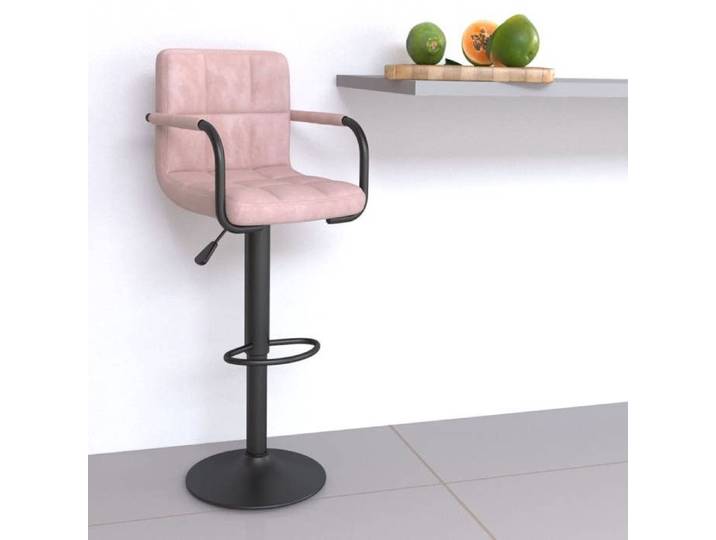 Rose Tabouret de bar Rose Velours - Chaise haute de bar H17063