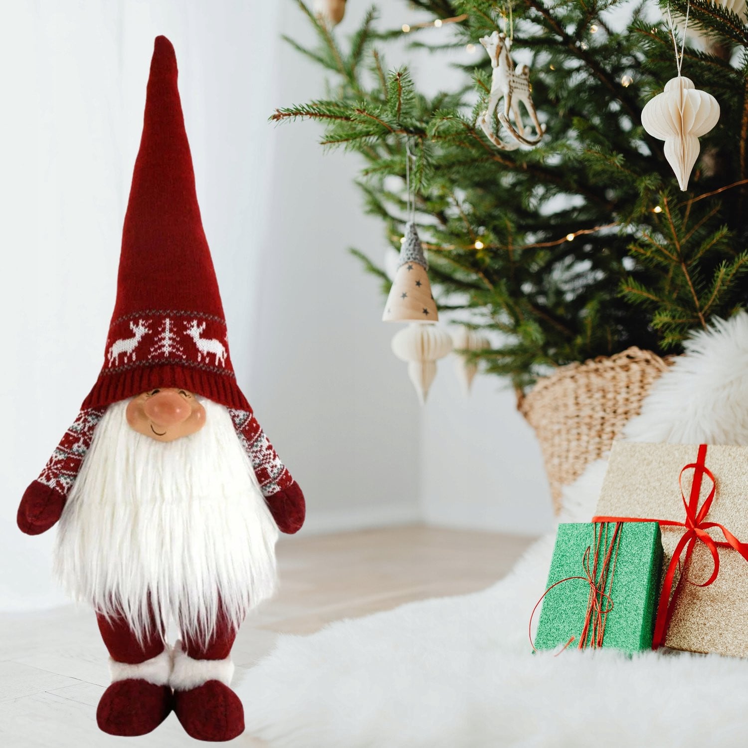Grote Kerstman Gnome Decoratie in Scandinavische Stijl met Rode Muts voor op Tafel