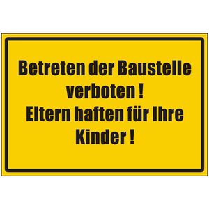 Abtec Hinweisschild Kunststoff, 30 x 20 cm, Betreten der Baustelle verboten