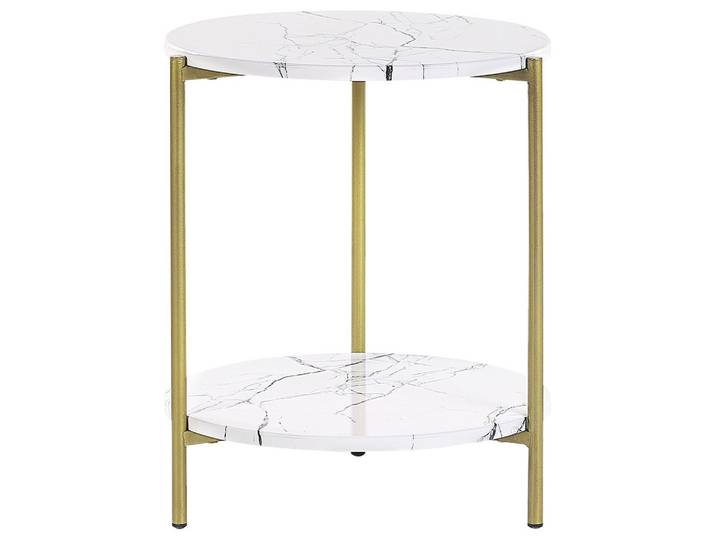 BEISTELLTISCH Marmor Optik weiß/gold 40 cm Reva