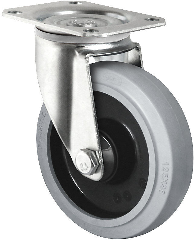 kaiserkraft Elastik-Reifen auf PA-Felge, Rad-Ø x Breite 125 x 38 mm, Lenkrolle