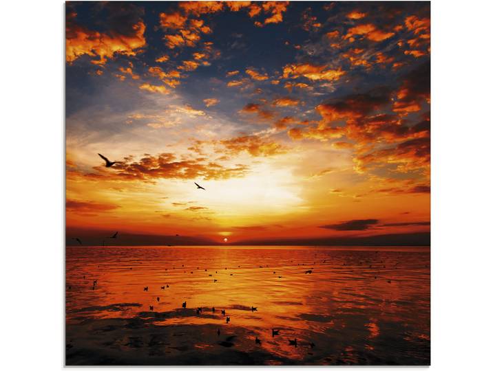 Glasbild ARTLAND Sonnenuntergang am Strand , orange (farbe bild(er): orange), B:30cm H:30cm, Bilder, Glasbild, in verschiedenen Grössen