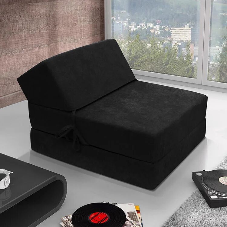 garneroarredamenti Poltrona divano letto pieghevole 90cm modulo singolo nero Lorin