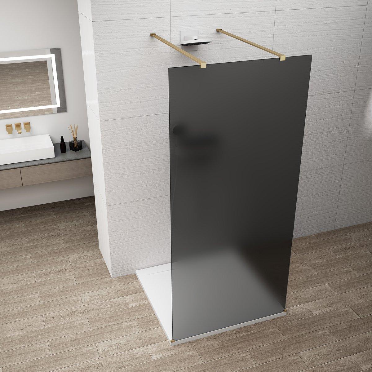 Polysan ESCA GOLD MATT Dusch-Glasteil, freistehend, graues Glas, 1300 mm