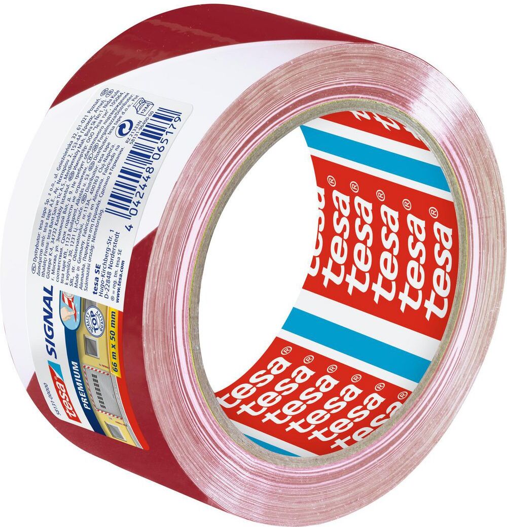 TESA Markeringstejp Premium50mmx66m röd/vit