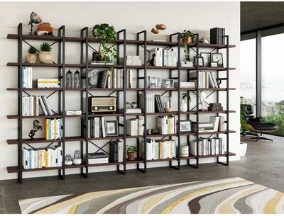 DAVEE FURNITURE Davee Dark Walnut Color Room Divider Bookcase - 142*12.6*85 inches