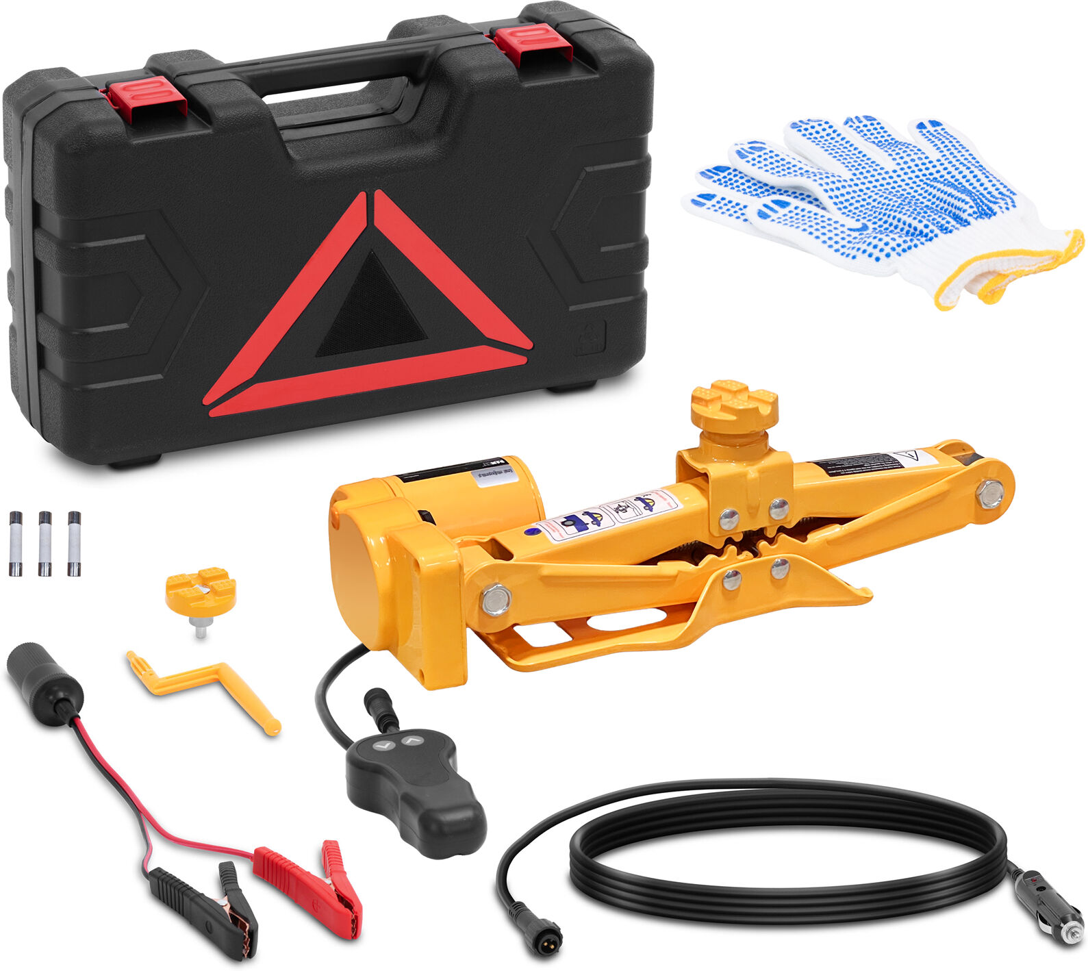 MSW Elektrischer Wagenheber - 12 V - 3 t - Radwechsel-Set - Scherenwagenheber