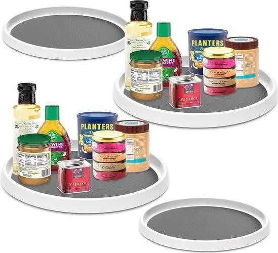 4-delige antislip draaiteller-organizer voor kruiden, keukenkast of make-uptafel