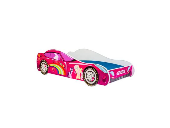 Lit enfant voiture  Rose 140x70+ sommier + matelas