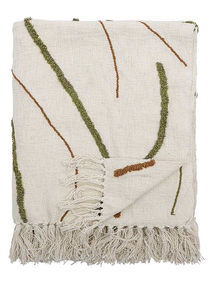 Bloomingville Wohndecke ''Osasio'' in Creme/ Grün - (L)150 x (B)130 cm - onesize