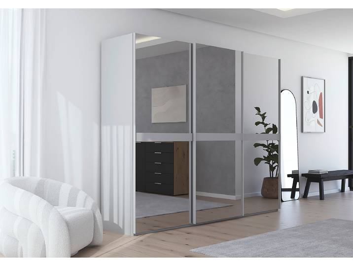 Armoire miroir Scale 271cm Gris/Gris soie