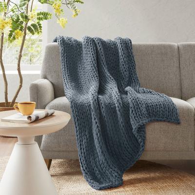 "Madison Park Double Knit 50x60"" Hand Made Throw Blanket"