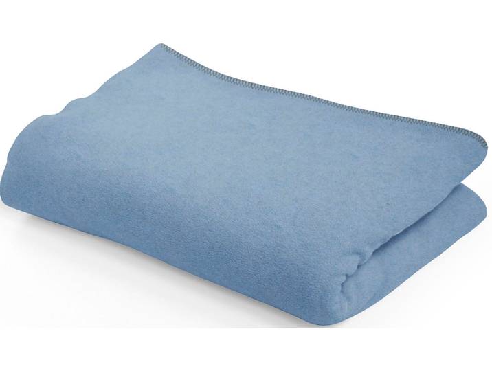 Wohndecke SETEX Kuscheldecke , blau (rauchblau), B:150cm L:200cm, Baumwolle, Wohndecken, Wohndecke, mit Ziernaht in Melange-Optik, Kuscheldecke