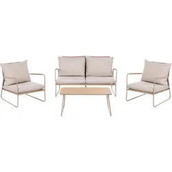 LOUNGE-SET mit Tisch 4-Sitzer Metall Beige Acceglio