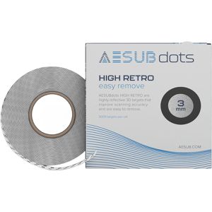 AESUB 3D-Scan-Marker HIGH RETRO easy remove, Ø 3 mm, Punktmarker, reflektierend, selbstklebend, 3000 Stück