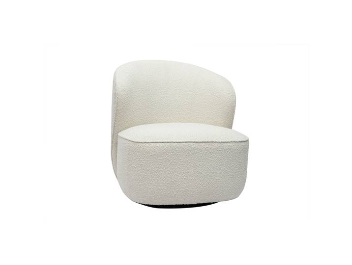 Fauteuil design pivotant en tissu effet laine bouclée blanc AMBER