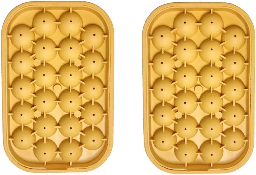 INF Kleine Silikon-Eiskugelform, 2er-Pack – 22 Mini-Eiskugelformen für Cocktails und Whisky Gelb