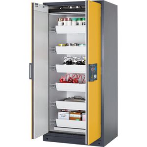 asecos Gefahrstoffschrank Q-Classic 90, 30055, mit 6 Auszügen, Feuerwiderstand Typ 90, gelb, (B/H/T) 89,3 x 196 x 62cm