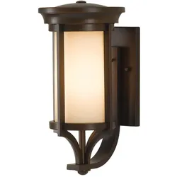 Außenleuchte Wandlampe Stahl cremefarbenes Glas Bronze H 38,7 cm 1 Flammig Hof