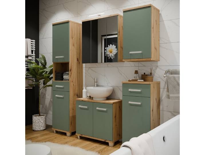 Armoire haute Bagutana 40 x 187 x 35cm Vert/Marron/Couleur sauge