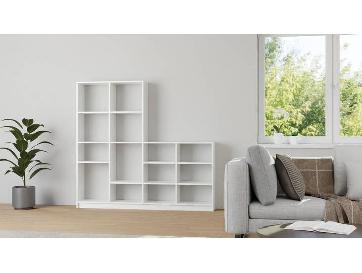 Stufenregal mit Ablage MDF Beschichtet MDF Weiß matt