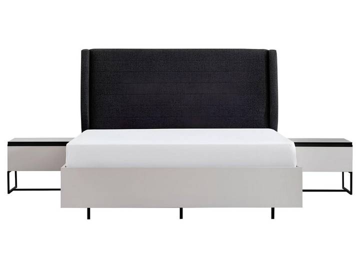 JVmoebel Polsterbett Elegantes Doppelbett und Nachttische in Weiß aus Holz (Bett / Nachttische), Made in Europa