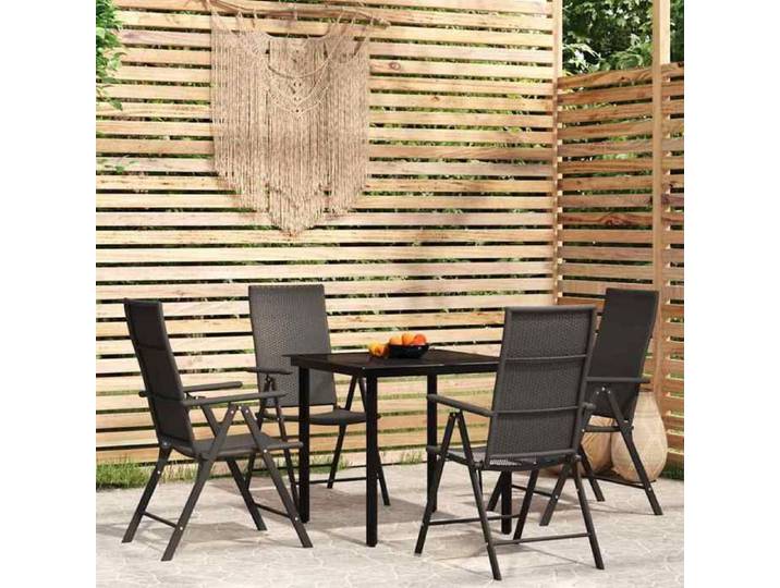Noir Meuble de jardin - VIDAXL - Ensemble à manger de jardin - (5 pcs) - Noir m912