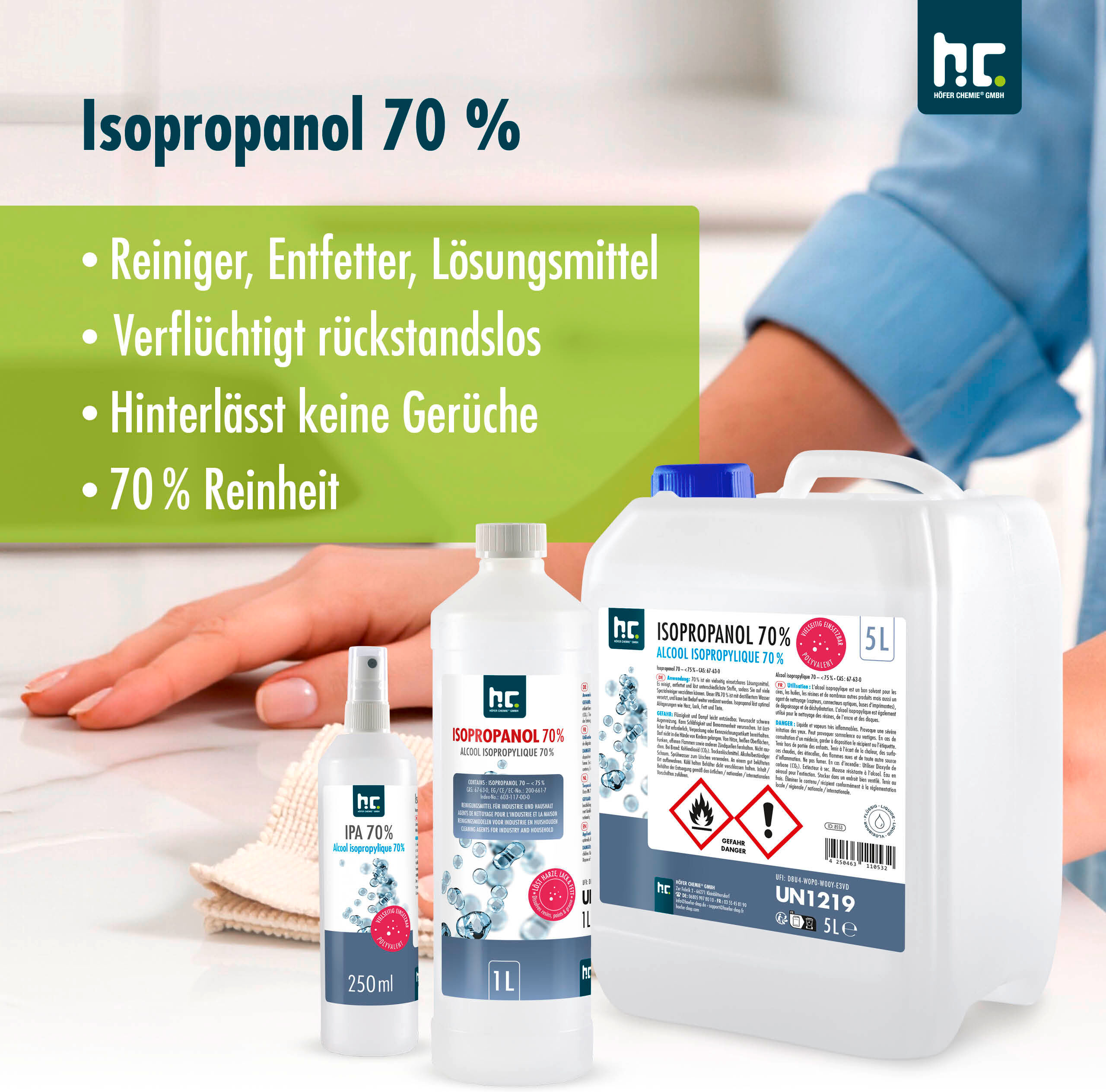 Höfer Chemie GmbH 1x 250 ml 250ml Isopropanol 70%