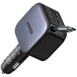 UGREEN EC602 60W USB-A, 2xUSB-C Kfz-Schnellladegerät mit ausziehbarem Kabel