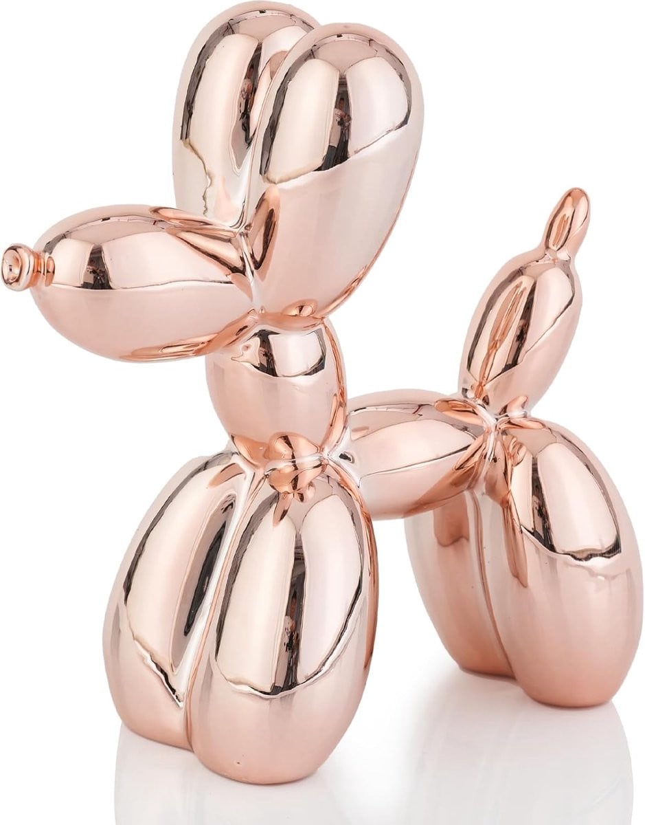 Ballon Hond Beeldje Roségoud - Glanzend hars design decoratie voor op tafel