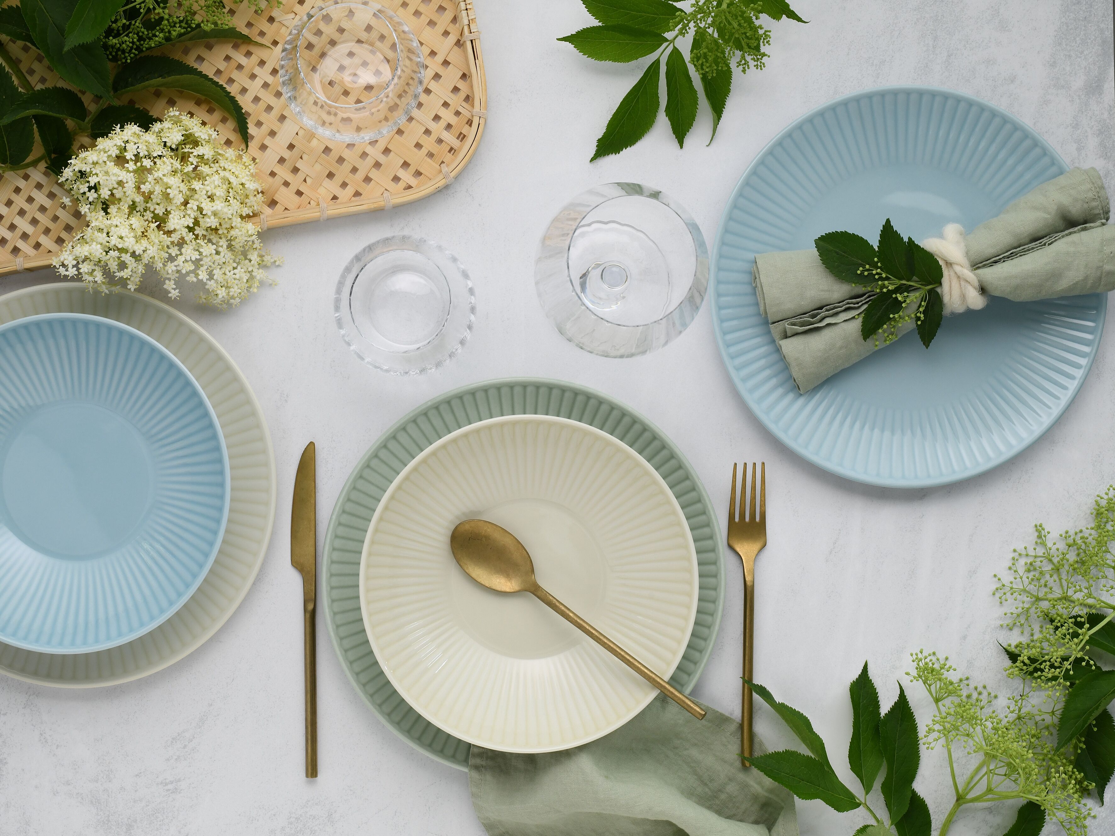 Tafelservice CREATABLE "Valencia Pastell, Tafel-Service 12-tlg", bunt, 12 Stk., Porzellan, Geschirr-Sets, Tafelservice, Teller Set, Elegant, Boho Chic