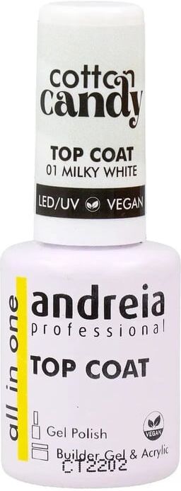 Andreia Top Coat Cotton Candy Color #01 - Milky White 10.5 ml