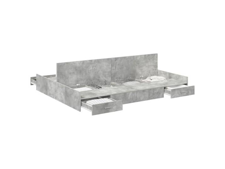 PUGYNBK Bett mit Aufbewahrung, Grau, Beton, 140 x 200 cm Massives Kiefernholz, integrierte Schubladen, minimalistischer Stil, einfache Reinigung