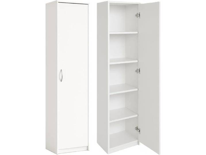 Armoire de Bureau Multi-usages 180x40x35 cm 1 Porte 5 Compartiments Panneau 16 mm Blanche