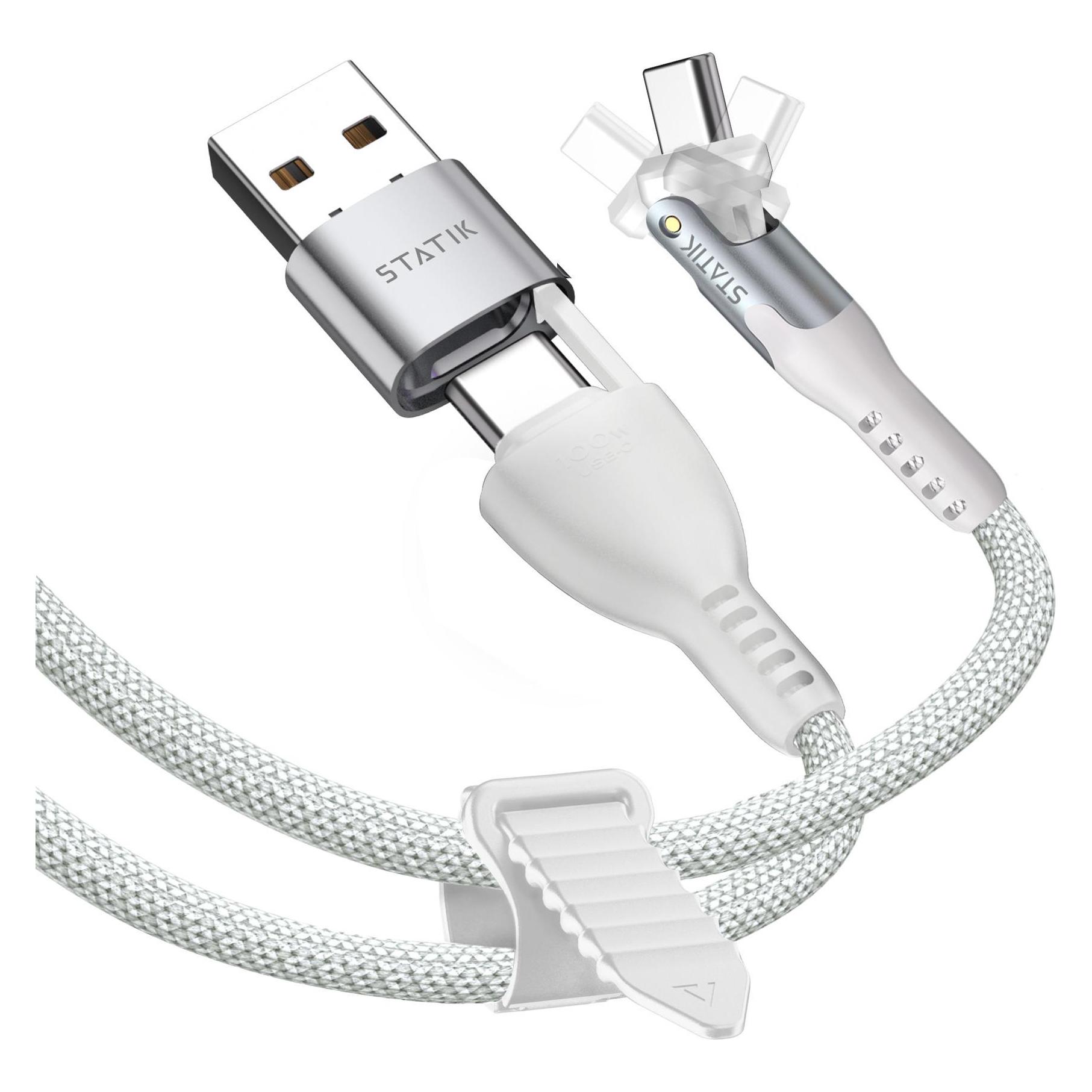 Statik 2 in 1 Kabel (3 m, USB 2.0, 100 W) (PUP-0455-10FT-CC-WHT)